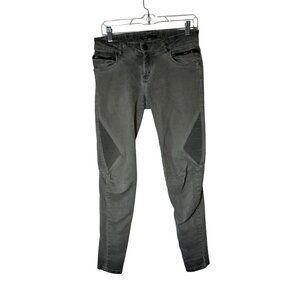 Maje Gray Distressed Skinny Biker Jeans With Zipper Details Size 28